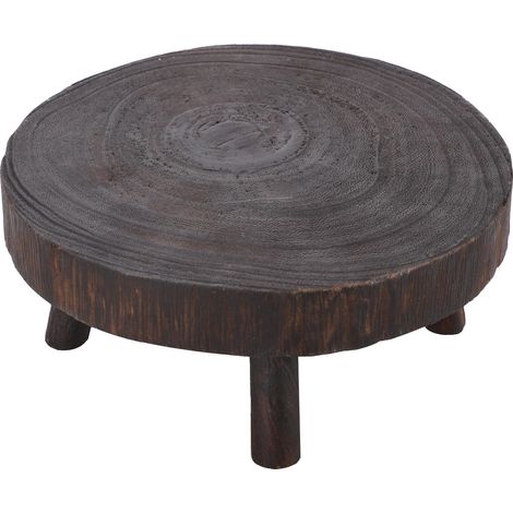 Runder Vintage-Blumenhocker aus Holz, stabil, grau lackiert (1 Stück) – 6 cm hoch