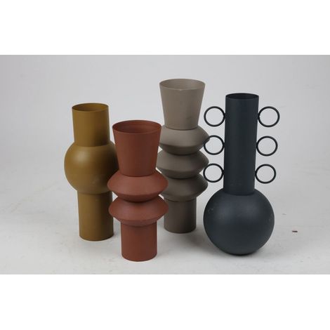 6x Tischvasen aus Metall, in verschiedenen Designs, Übertopf für Blumen, Töpfe für Rosen, Tulpen oder Pampasgras, Kübel für Innen, als Dekoration (1/2)