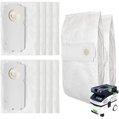 Lot de 10 sacs filtrants pour aspirateur Festool CT MINI/CT MIDI/CT 15 à partir de 2019, sacs de rechange de 15 l, grande capacité, grande capacité, accessoires (1/5)
