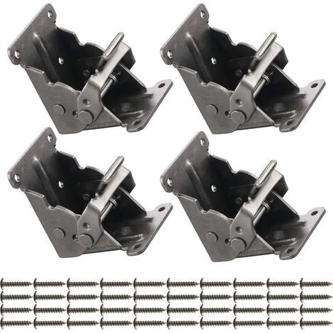 Set da 4 supporti pieghevoli per piedi di tavolo con viti, staffe pieghevoli, ferramenta a cerniera pieghevole, mensola pieghevole ad auto-bloccaggio estensibile, supporto per (1/4)