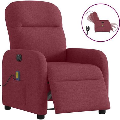 Chaise-longue de massage électrique réglable en inclinaison, avec fonction chauffage et contrôle tactile – Tissu velours rouge bordeaux pour salon ou spa (1/5)