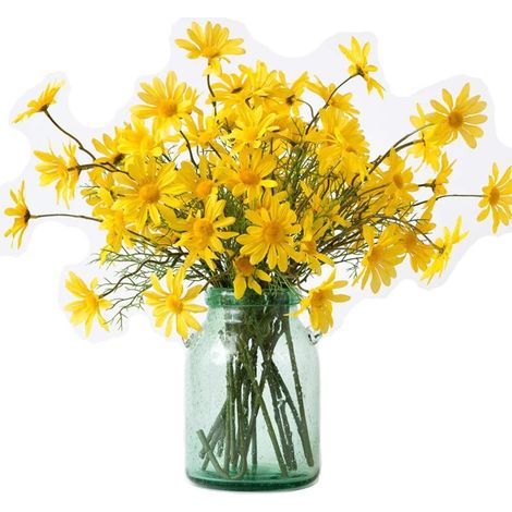 10 pièces de marguerites artificielles pour fête de mariage, environ 21 pouces de hauteur chacune (vase non compris) jaune (1/4)