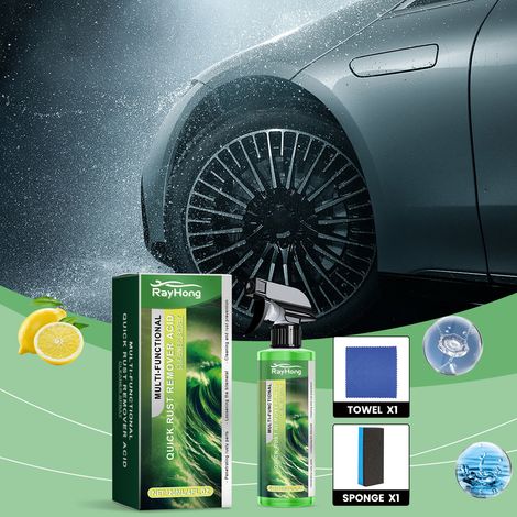 Rostentferner für Autos, Lackschutz, Reinigung, Fleckenentfernung, Rostentfernung, Langzeitschutz, glanzverstärkendes Rostentfernungsspray – 120 ml + 1 blauer quadratischer Schwamm, 1 blaues quadratis (1/5)