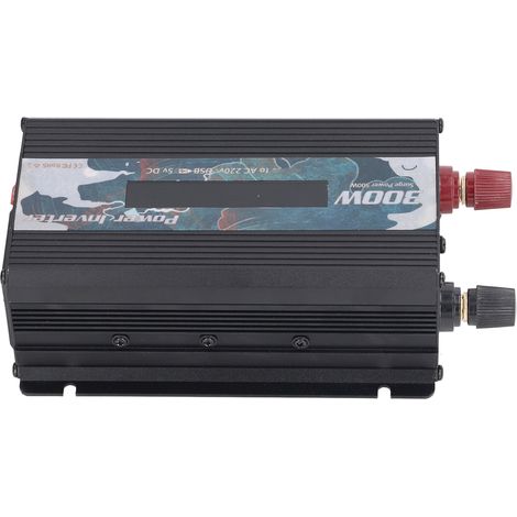 Onduleur solaire extérieur 300 W pour voiture, convertisseur de puissance à onde sinusoïdale corrigée, 12 V/24 V CC vers 220 V CA, avec port USB 2 A, ventilateur et écran LCD, noir, 24 V CC (1/5)