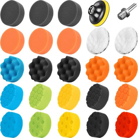 25 pièces 80mm tampon de polissage éponge polissage éponge Kit de polissage pour forets M14 (1/5)