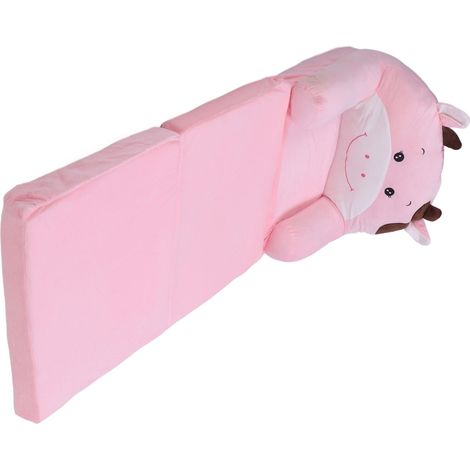 Faltbares Kindersofa, niedliches Cartoon-Design, weich, bequem, für Kinder, zusammenklappbares Couchbett für Jungen und Mädchen, Schlafzimmer, rosa Kuh, 3 Schichten (1/5)