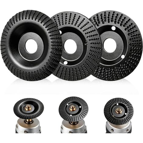Lot de 3 roues en carbure de tungstène pour bois - 125 mm - Pour meuleuse d'angle - Disque abrasif pour bois - Fraise à bois - Défonceuse à racine - Disque abrasif diamant pour meulage, fraisage (1/5)
