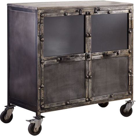 Sideboard Mango 90x40x90 grau lackiert HEAVY INDUSTRY 114 (1/3)