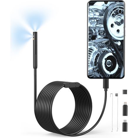 1920P Schlangeninspektionskamera, 3-in-1 USB-Endoskopkamera, Typ-C-Endoskopkamera mit 6+1 LED-Leuchten für Android- und iOS-Smartphones, iPhone, iPad, 3 m (1/5)