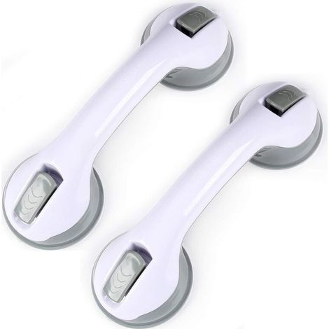 Poignée de douche à ventouse PCS, poignée de baignoire en plastique (sans perçage), pour salle de bain, enfants et personnes handicapées (gris) KLB-AquaForge (1/5)