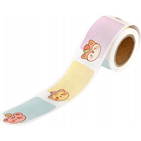 Adesivi in rotolo con simpatici animali, ideali per il fai da te, dimensioni 4,5x2,5 cm, 100 pezzi. (1/4)