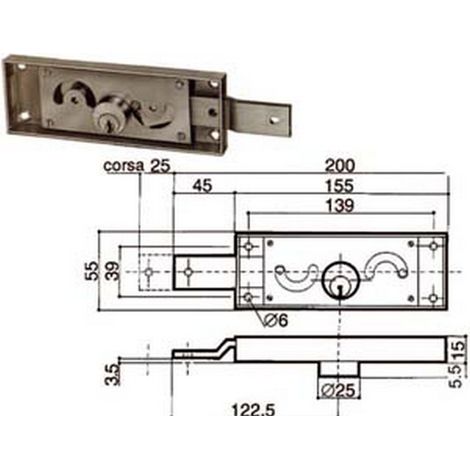 1PZ SERRATURA SERRANDA LATERALE CILINDRO FISSO TONDO - SX (6412.000)