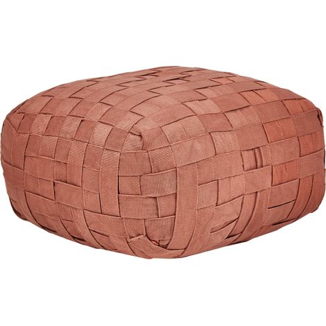Puf Exterior Tejido a Mano Otomana Material Sintético Accesorios de Jardín 50 x 50 cm Bodla Rojo Claro (1/5)