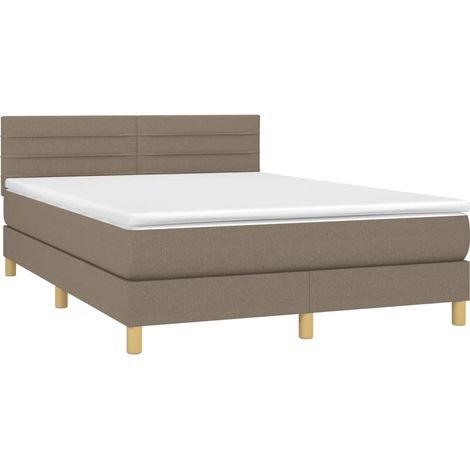 Sommier à lattes de lit avec matelas Taupe 140x190 cm Tissu