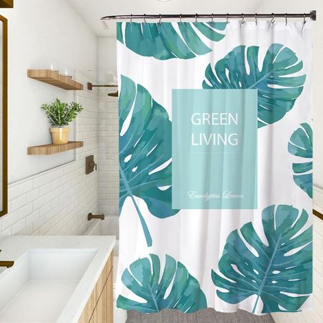 Rideau de Douche Antimoisissure 90x180 cm, Séchage Rapide avec Poids et Crochets Inclus, Imperméable pour Salle de Bain (1/4)