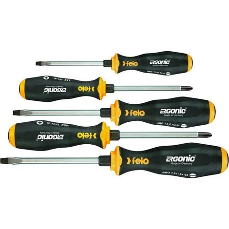 ERGONIC Jeu de 5 tournevis traversants. SL/PH 1 + 2 Felo 45095248 (1/2)