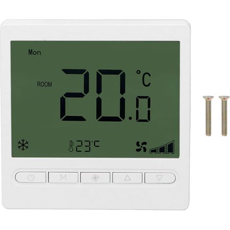 Termostato intelligente per ventilconvettore con display LCD in ABS, anti-interferenza, per uso domestico a 220V. (1/5)