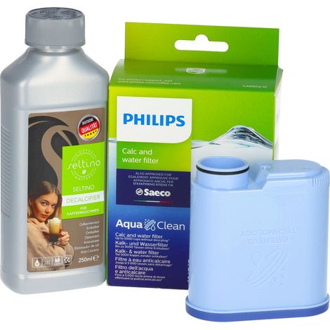 Kit per macchina da caffè Philips Saeco: filtro originale Philips Saeco Aqua Clean CA6903/10, decalcificante Seltino 250 ml.