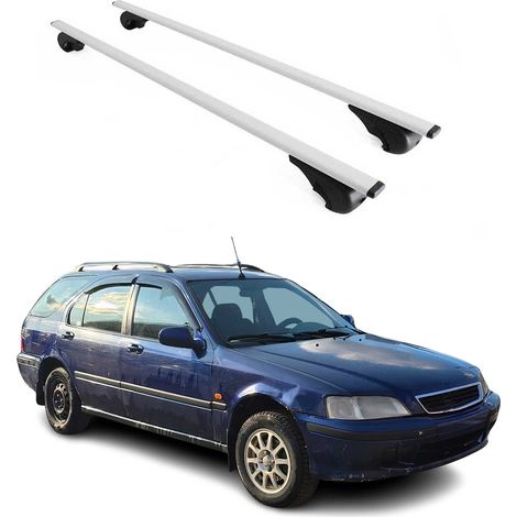OMAC Dachträger Querträger für Honda Civic mk6 Kombi 1996-2000 – Abschließbar – Max. 75 kg – 2 Stangen Stahl Silber (1/5)