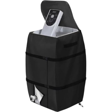 Housse de pompe gonflable pour chauffe-eau de spa, 43 x 38 x 54 cm, avec revêtement argenté 420D, contre la pluie, le soleil, pour baignoire, piscine, extérieur (noir) (1/5)