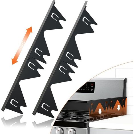 Couvre joints de cuisinière en acier inoxydable (2 pièces),remplisseur d'espace de cuisinière,kit de garniture de cuisinière,protection d'espace de cuisinière pour four de cuisine entre plaque de (1/5)