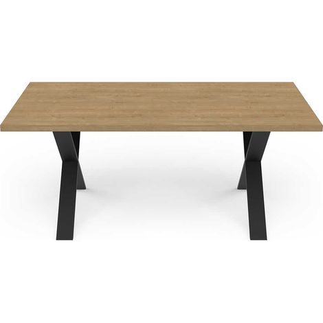 Table de repas 6-8 personnes couleur chêne / noir mat - Largeur 180 x Profondeur 90 x Hauteur 74,8 cm (1/5)