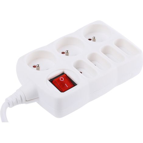 Rallonge électrique 1.5m, 7 prises Type C - Européen, Français 2P+T, 250 V c.a. 6A ( Prix pour 1 )