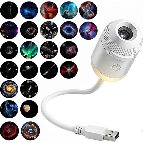 Projecteur Galaxie 2-en-1 Veilleuse Enchantibook Projecteur Portable USB Ciel Étoilé pour Chambre à Coucher 24 Films de Projection (1/4)