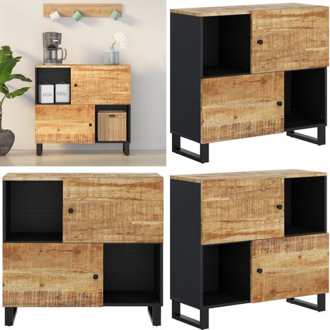 Buffet avec 2 portes 80x33x75 cm bois massif de manguier - Buffet - Commode - Meuble De Rangement - Mobilier - Bois Massif - Home & Living (1/5)