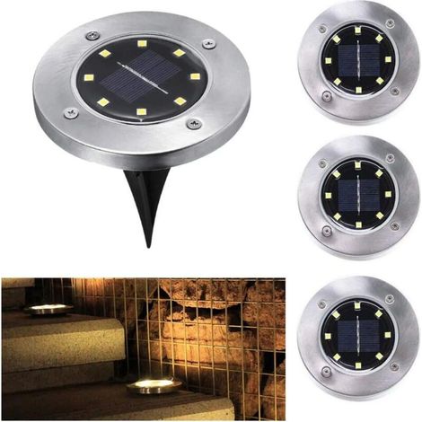 Lampes solaires d'extérieur blanc chaud, 8 LED, étanches, lot de 4-AquaForge (1/5)