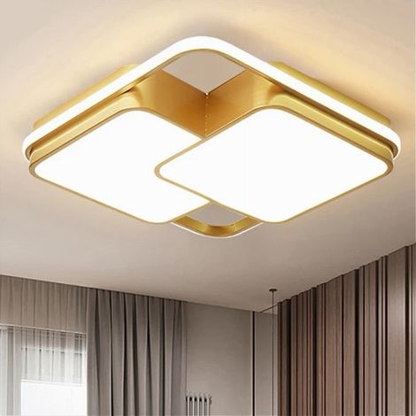 TRADE SHOP - Plafoniera Led 48w Quadrato Oro Moderno Lampadario Soffitto Luce Naturale 71455 - (1/5)
