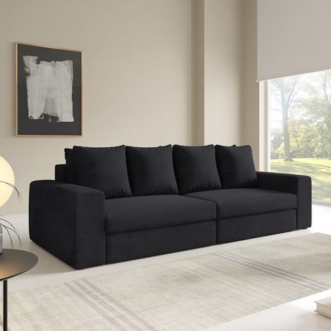 3-Sitzer-Sofa mit Bettkasten Paola Schwarz
