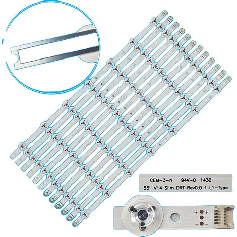 Bandeau LED, Longueur 1140mm, Tension 3V, 14 Perles LED par Bande, Matériau Aluminium, Compatible avec Divers Modèles de Téléviseurs (1/5)