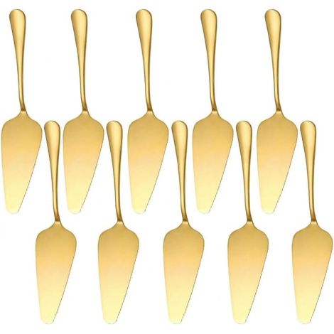 Irovami Ensemble de 10 spatules à gâteaux dentelées en acier inoxydable doré (1/5)