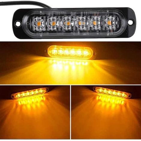 Feux Stroboscopique,6 LED Lampe Flash Stroboscope,LED Feux Stroboscopique,12V/24Vpour Voiture Camion Remorque Caravane,2pcs (1/4)