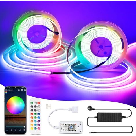 Bande Lumineuse LED - RGB COB 10 M - 576 LED/m - 24 V - Compatible Alexa Google Home - Télécommande Incluse (1/5)