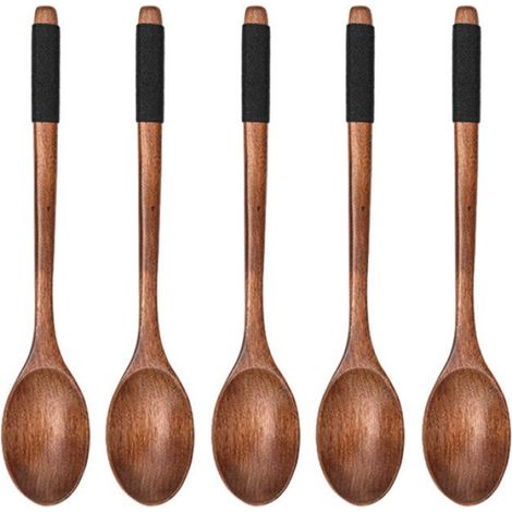 5 cuillères en bois respectueuses de l'environnement, cuillères à soupe en bois, cuillères à riz en bois japonaises/coréennes 23,5 (1/5)