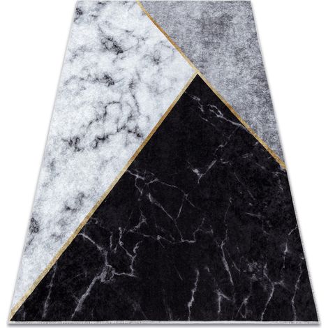 MIRO 51330.804 Waschteppich Marmor, geometrisch Anti-Rutsch - grau black 160x220 cm