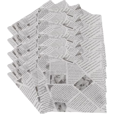 Carta per avvolgere panini, 500 fogli, antiaderente, resistente al grasso, adatta per cestini da friggere, stampa su carta di giornale bianca. (1/5)