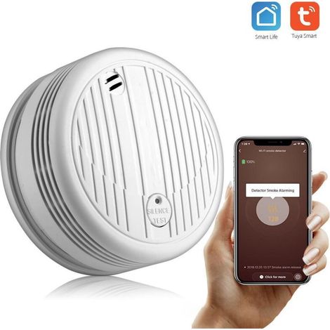 Détecteur de Fumée Interconnecté sans Fil Smart Home Détecteur de Fumée sans Fil Son et Lumière d'Incendie Détecteur de Fumée (1/5)