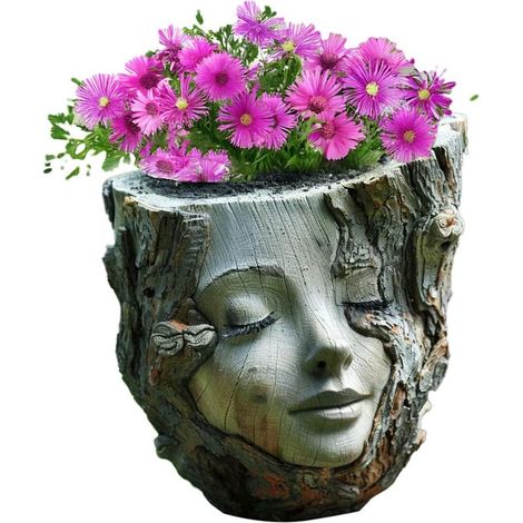Blumentopf mit Gesichtsmotiv – Pflanzgefäß in Form eines Frauengesichts – Niedliche Dekovase (1/5)