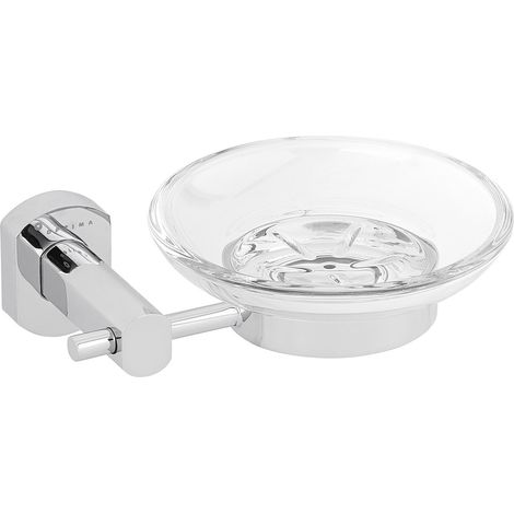 Optima Cube Way Porte-savon mural en verre et métal, Chrome (SPI39)