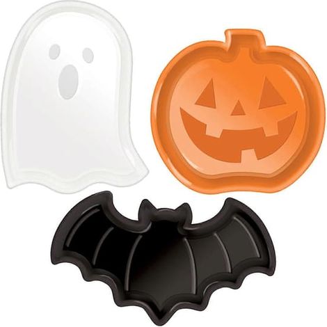 Décoration d'Halloween pour servir des bonbons : assiette à bonbons citrouille, chauve-souris et fantôme. Accessoires pour la chasse aux bonbons d'Halloween. (1/5)