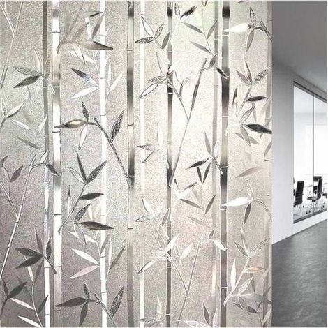 Film Intimité pour Vitrage Statique Décoratif Film Adhésif Fenêtre Vitrage Autocollant 60 cm × 200 cm Motif Bambou (1/4)