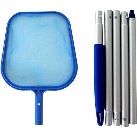 Écumoire de piscine, filet de nettoyage de feuilles avec perche pour bassins, spas, jacuzzis- (1/4)