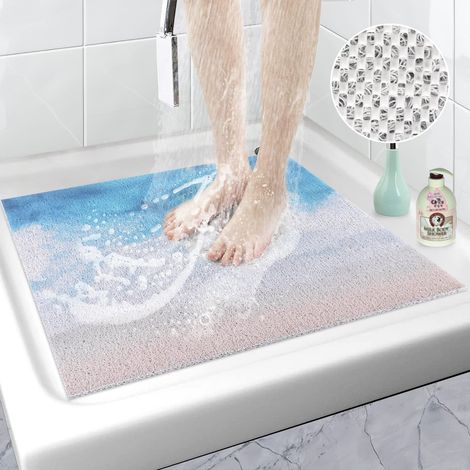Tapis de douche antidérapant 60 x 60 cm Tapis de bain lavable Tapis de bain anti-moisissure PVC luffa antidérapant (1/5)