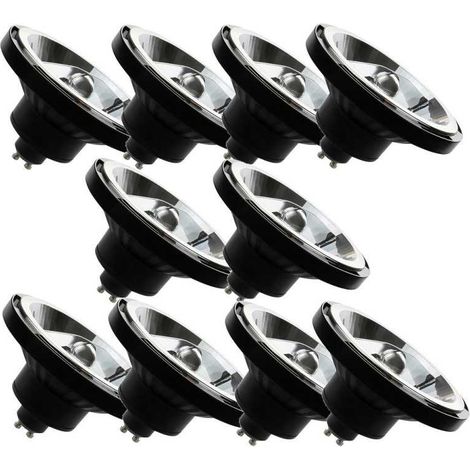 Lot de 10 Spot LED AR111 GU10 10W Blanc Chaud, 3000K, Noir (1/4)