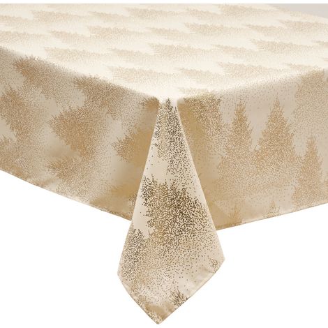 Nappe de Fêtes Beige motif Sapin doré 140 x 360 cm - Feeric Christmas (1/3)