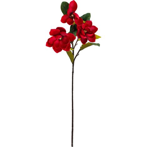 Grand Rouge et Blanc 3 Têtes en Mousse de Fleur de Magnolia Sentiment de Main Fleur de Magnolia Décoration de la Maison Simulation Fleur de Magnolia (1) (1/5)