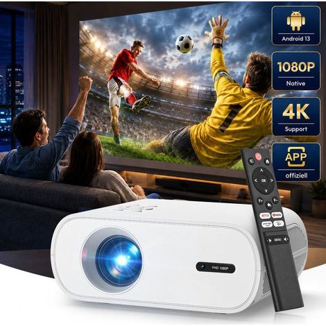 Smart Mini Beamer 【offizielles Netflix】 mit elektrischer Fokussierung, 20.000 Lumen, 1080P Full HD, WiFi 6, Bluetooth 5.2